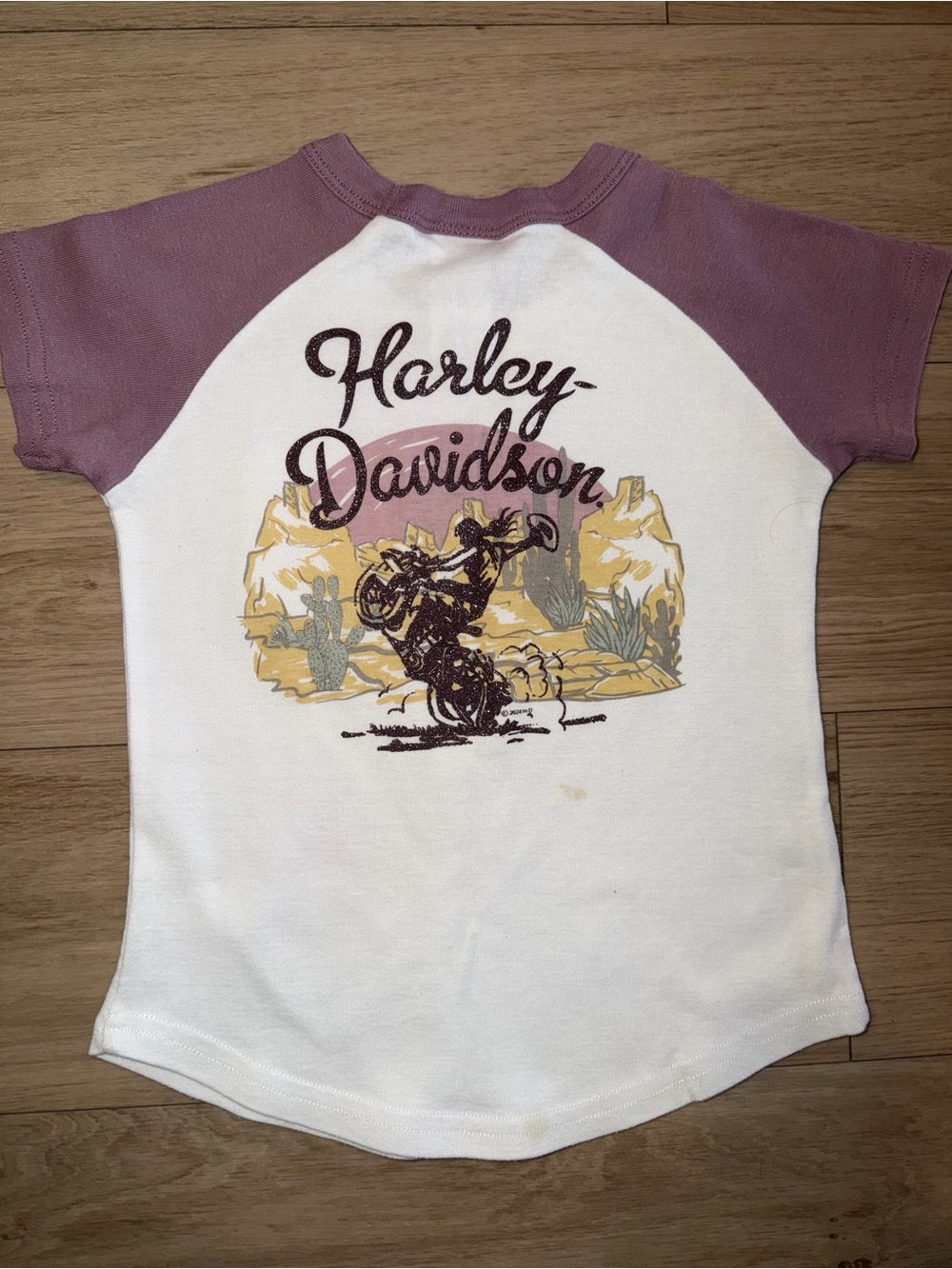 Harley-Davidson toddler girl White & Mauve Raglan Graphic Tee